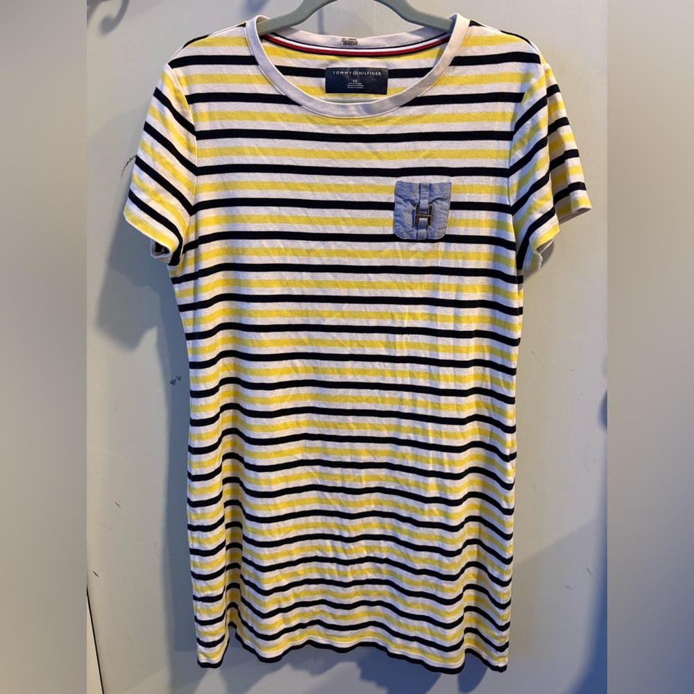 Tommy Hilfiger Yellow and Black Striped Dress Y2K Money